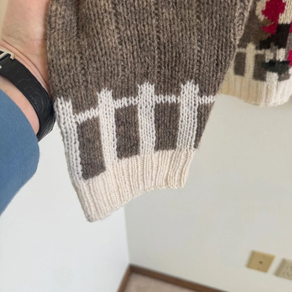 Vintage Folk Art 100% Lambswool Cardigan Sweater Sample New Without Tags L - Picture 4 of 9